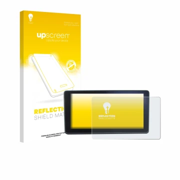 Face avant d’un emballage produit avec le logo de la marque upscreen. À côté, l’appareil Audi A4 B9 2017 MMI Navigation plus M