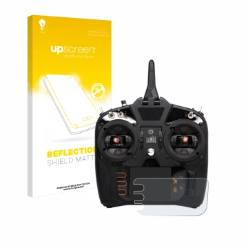 Face avant d’un emballage produit avec le logo de la marque upscreen. À côté, l’appareil Spektrum NX8 est représenté avec la p