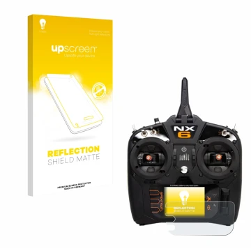 Face avant d’un emballage produit avec le logo de la marque upscreen. À côté, l’appareil Spektrum NX10 est représenté avec la 