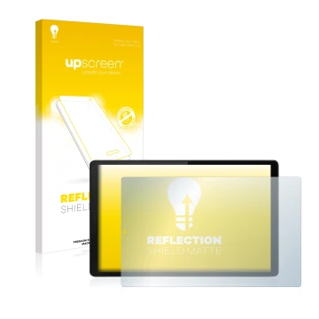 Face avant d’un emballage produit avec le logo de la marque upscreen. À côté, l’appareil Lenovo Tab M10 HD (2e Gen.) est repré