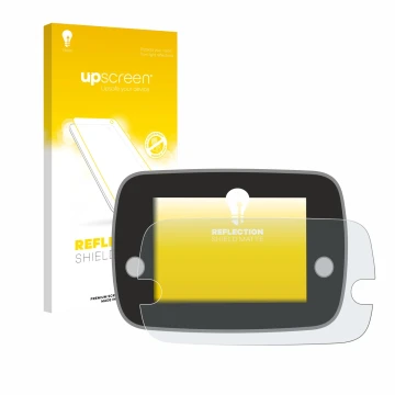 Face avant d’un emballage produit avec le logo de la marque upscreen. À côté, l’appareil Fiat 500 Series 8 2020 Uconnect 7