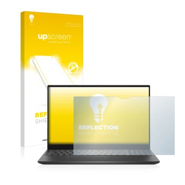 Face avant d’un emballage produit avec le logo de la marque upscreen. À côté, l’appareil Dell Inspiron 15 7506 est représenté 