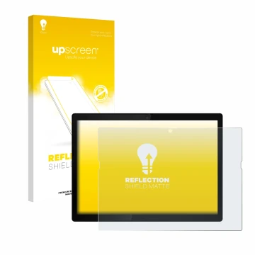 Face avant d’un emballage produit avec le logo de la marque upscreen. À côté, l’appareil Lenovo ThinkPad X12 Gen 1 est représe