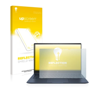Face avant d’un emballage produit avec le logo de la marque upscreen. À côté, l’appareil HP Elite Dragonfly G2 est représenté 