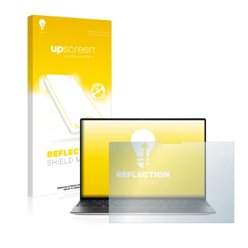 Face avant d’un emballage produit avec le logo de la marque upscreen. À côté, l’appareil Dell XPS 13 9310 Touch est représenté