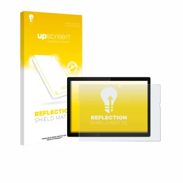 Face avant d’un emballage produit avec le logo de la marque upscreen. À côté, l’appareil Lenovo ThinkPad X12 Detachable Gen 1 