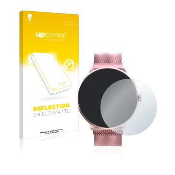 Face avant d’un emballage produit avec le logo de la marque upscreen. À côté, l’appareil Bebinca Smartwatch est représenté ave