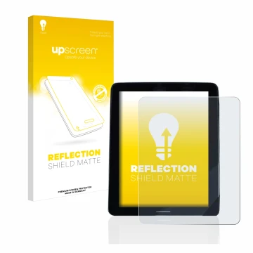 Face avant d’un emballage produit avec le logo de la marque upscreen. À côté, l’appareil Volvo Polestar 2 2020 Infotainment Sy