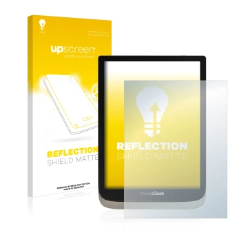 Face avant d’un emballage produit avec le logo de la marque upscreen. À côté, l’appareil PocketBook InkPad Color est représent