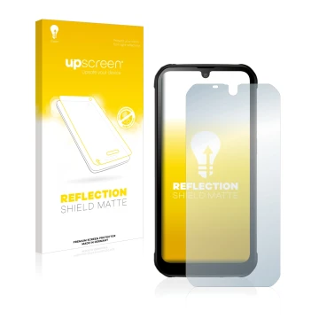 Face avant d’un emballage produit avec le logo de la marque upscreen. À côté, l’appareil Gigaset GX290 plus est représenté ave