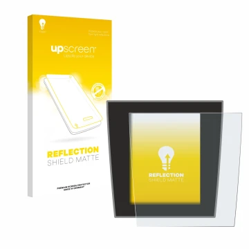 Face avant d’un emballage produit avec le logo de la marque upscreen. À côté, l’appareil Porsche Taycan 2021 Infotainment Syst