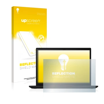 Face avant d’un emballage produit avec le logo de la marque upscreen. À côté, l’appareil Lenovo ThinkPad X13 Gen 2 est représe