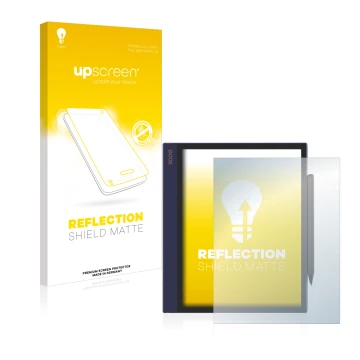 Face avant d’un emballage produit avec le logo de la marque upscreen. À côté, l’appareil Boox Note Air est représenté avec la 