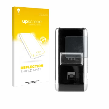 Face avant d’un emballage produit avec le logo de la marque upscreen. À côté, l’appareil Opticon OPN-2001 est représenté avec 