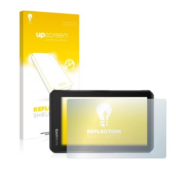 Face avant d’un emballage produit avec le logo de la marque upscreen. À côté, l’appareil Garmin Tread 5.5