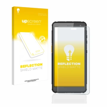 Face avant d’un emballage produit avec le logo de la marque upscreen. À côté, l’appareil i.safe MOBILE IS655.2 est représenté 