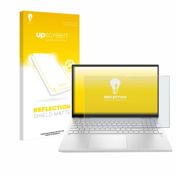Face avant d’un emballage produit avec le logo de la marque upscreen. À côté, l’appareil HP Pavilion x360 (15-erX) est représe