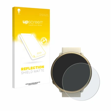 Face avant d’un emballage produit avec le logo de la marque upscreen. À côté, l’appareil Polar Ignite 2 est représenté avec la