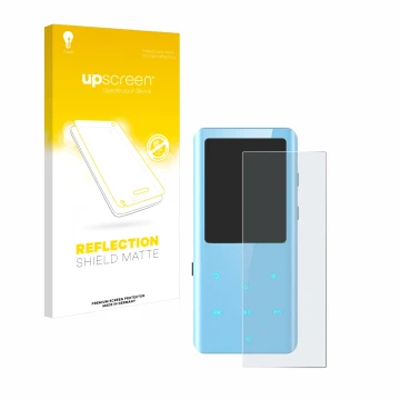 Face avant d’un emballage produit avec le logo de la marque upscreen. À côté, l’appareil AGPtek A19X est représenté avec la pr