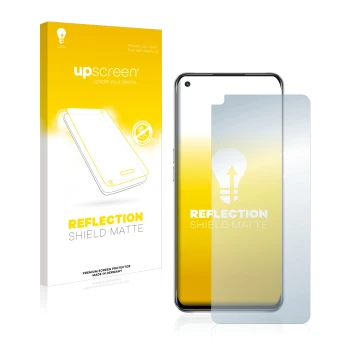 Face avant d’un emballage produit avec le logo de la marque upscreen. À côté, l’appareil Oppo A54 5G est représenté avec la pr