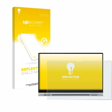 Face avant d’un emballage produit avec le logo de la marque upscreen. À côté, l’appareil Samsung Galaxy Book Pro 360 13