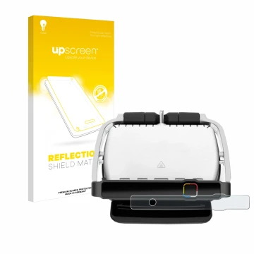 Face avant d’un emballage produit avec le logo de la marque upscreen. À côté, l’appareil Tefal OptiGrill Elite est représenté 