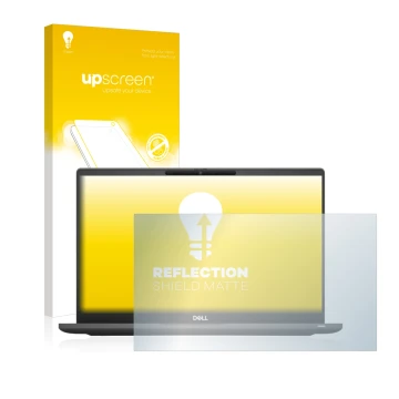 Face avant d’un emballage produit avec le logo de la marque upscreen. À côté, l’appareil Dell Latitude 7320 Non-Touch est repr