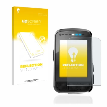 Face avant d’un emballage produit avec le logo de la marque upscreen. À côté, l’appareil Wahoo Elemnt Bolt V2 GPS est représen