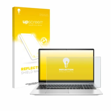 Face avant d’un emballage produit avec le logo de la marque upscreen. À côté, l’appareil HP ProBook 450 G8 est représenté avec