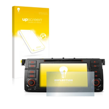 Face avant d’un emballage produit avec le logo de la marque upscreen. À côté, l’appareil Xtrons PQ7046B est représenté avec la