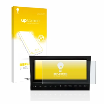 Face avant d’un emballage produit avec le logo de la marque upscreen. À côté, l’appareil Hyundai Tucson NX4 2021 Infotainment 