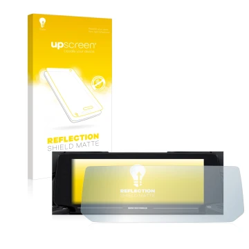 Face avant d’un emballage produit avec le logo de la marque upscreen. À côté, l’appareil BMW R 1250 RT 2021 Connectivity TFT 1