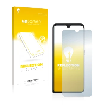 Face avant d’un emballage produit avec le logo de la marque upscreen. À côté, l’appareil Motorola Defy 2021 est représenté ave