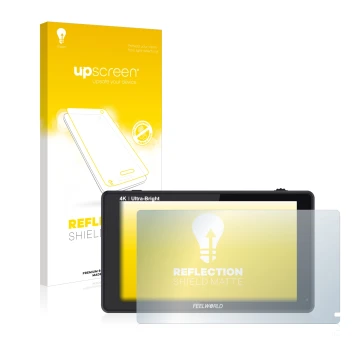 Face avant d’un emballage produit avec le logo de la marque upscreen. À côté, l’appareil Feelworld LUT6 6