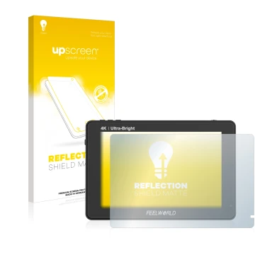 Face avant d’un emballage produit avec le logo de la marque upscreen. À côté, l’appareil Feelworld LUT7 7