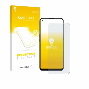 Face avant d’un emballage produit avec le logo de la marque upscreen. À côté, l’appareil realme GT Master Edition est représen