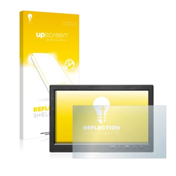 Face avant d’un emballage produit avec le logo de la marque upscreen. À côté, l’appareil Podofo HD Monitor 10.1