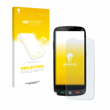 Face avant d’un emballage produit avec le logo de la marque upscreen. À côté, l’appareil Brondi Amico XS est représenté avec l