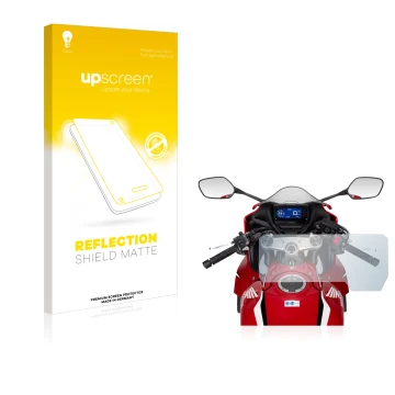 Face avant d’un emballage produit avec le logo de la marque upscreen. À côté, l’appareil Honda CBR650R 2019-2021 est représent