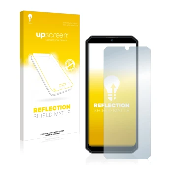 Face avant d’un emballage produit avec le logo de la marque upscreen. À côté, l’appareil Oukitel K15 Plus est représenté avec 