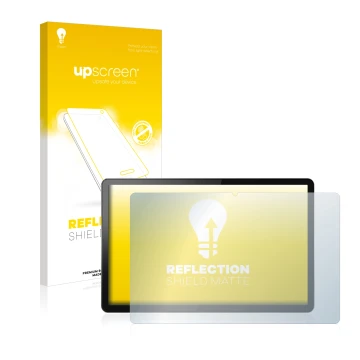 Face avant d’un emballage produit avec le logo de la marque upscreen. À côté, l’appareil Lenovo Tab P11 5G est représenté avec