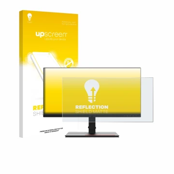 Face avant d’un emballage produit avec le logo de la marque upscreen. À côté, l’appareil Lenovo ThinkVision P27u-20 est représ