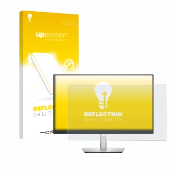 Face avant d’un emballage produit avec le logo de la marque upscreen. À côté, l’appareil Dell P2422H est représenté avec la pr