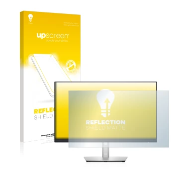 Face avant d’un emballage produit avec le logo de la marque upscreen. À côté, l’appareil Dell P2422HE est représenté avec la p