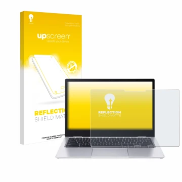 Face avant d’un emballage produit avec le logo de la marque upscreen. À côté, l’appareil Acer Chromebook Spin 513 CP513-1H-S72