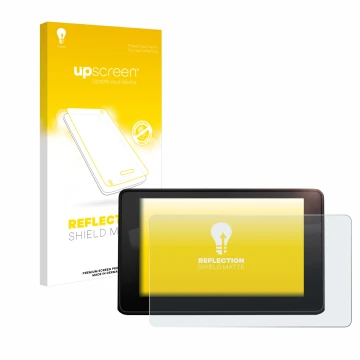 Face avant d’un emballage produit avec le logo de la marque upscreen. À côté, l’appareil Audi A4 B9 2017 MMI Navigation est re