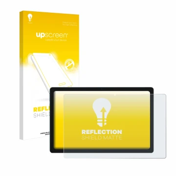 Face avant d’un emballage produit avec le logo de la marque upscreen. À côté, l’appareil Blackview Tab 11 est représenté avec 