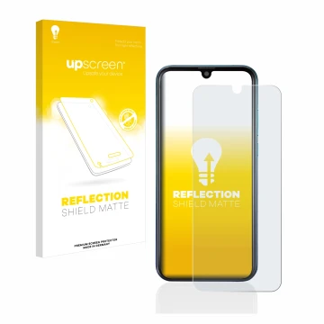 Face avant d’un emballage produit avec le logo de la marque upscreen. À côté, l’appareil Brondi Midnight Sky est représenté av