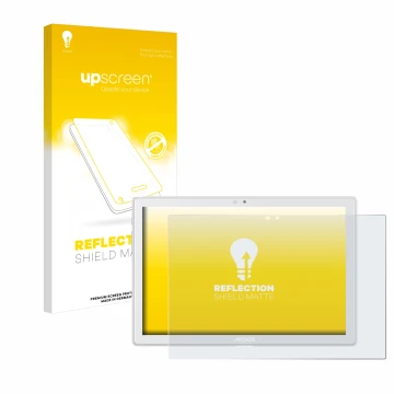 Face avant d’un emballage produit avec le logo de la marque upscreen. À côté, l’appareil Archos T101 4G est représenté avec la