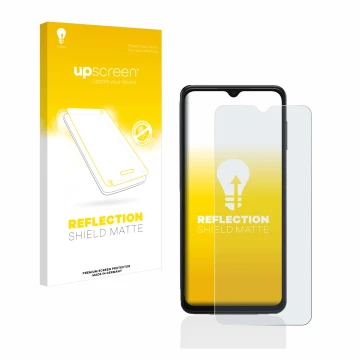 Face avant d’un emballage produit avec le logo de la marque upscreen. À côté, l’appareil Samsung Galaxy A13 5G est représenté 